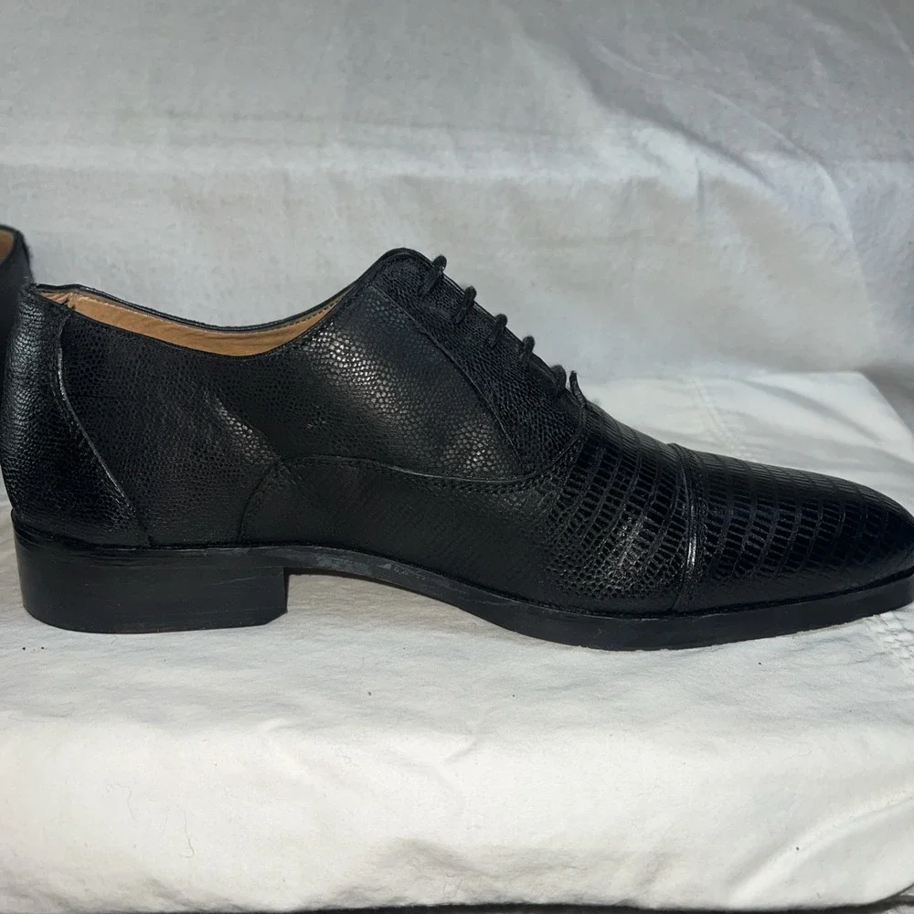 Steve Madden P-Scales‎ Oxford Black Leather Snake Print Lace Up Shoes Size 8